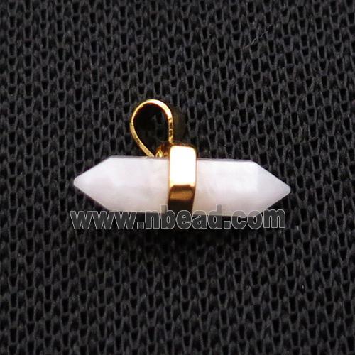 White Moonstone Bullet Pendant Gold Plated