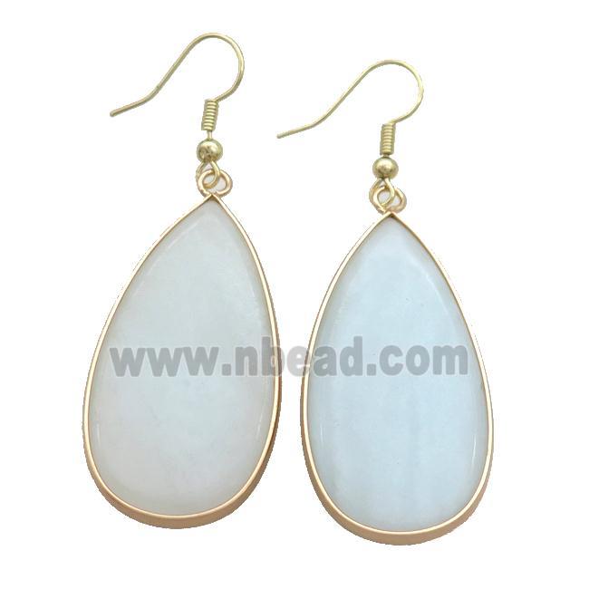 Blue Amazonite Copper Hook Earrings Teardrop Gold Plated