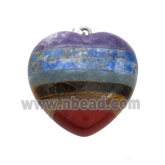 Gemstone Chakra Heart Pendant Yoga Multicolor