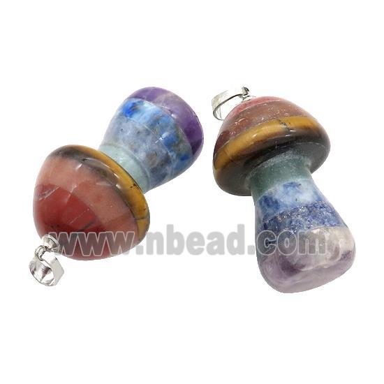 Gemstone Chakra Mushroom Pendant Yoga Multicolor