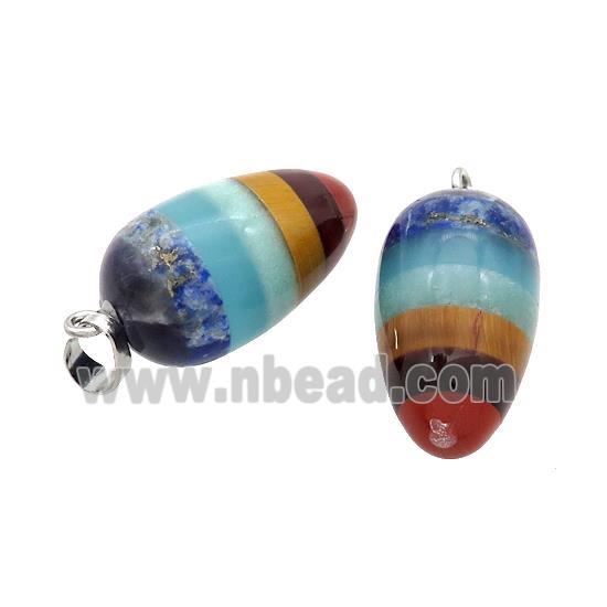 Gemstone Chakra Bullet Pendant Yoga Multicolor