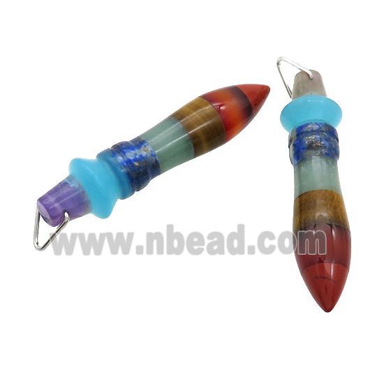 Gemstone Chakra Bullet Pendant Yoga Multicolor