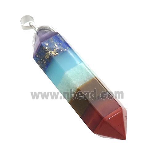 Gemstone Chakra Bullet Pendant Yoga Multicolor