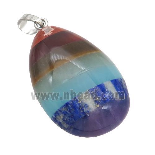 Gemstone Chakra Teardrop Pendant Yoga Multicolor