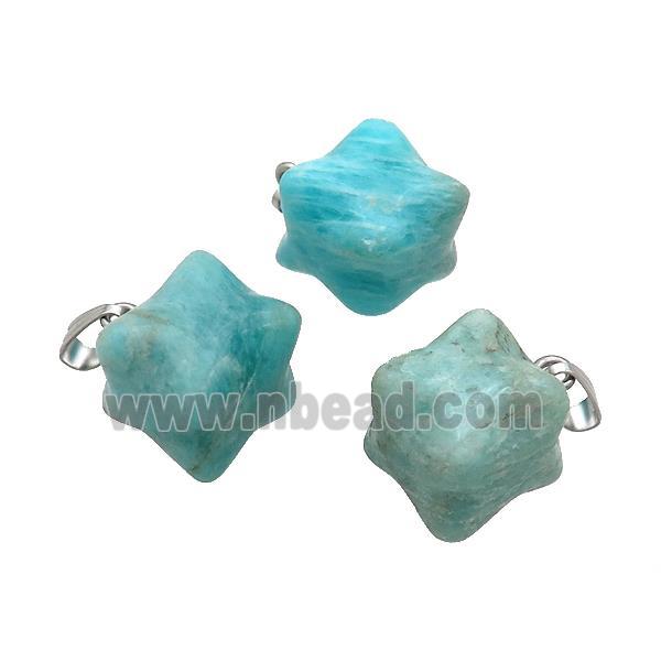 Natural Green Amazonite Merkaba Star Cube Pendant