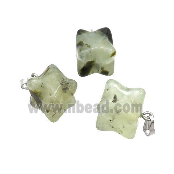 Natural Green Prehnite Merkaba Star Cube Pendant