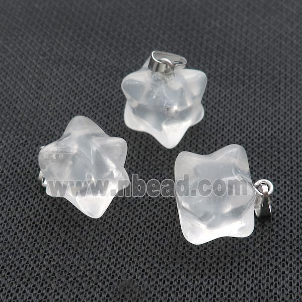 Natural Clear Crystal Quartz Merkaba Star Cube Pendant