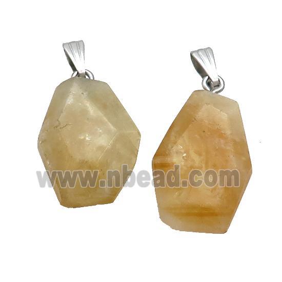 Natural Yellow Citrine Slice Pendant Freeform