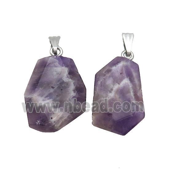 Natural Dogtooth Amethyst Slice Pendant Freeform Purple