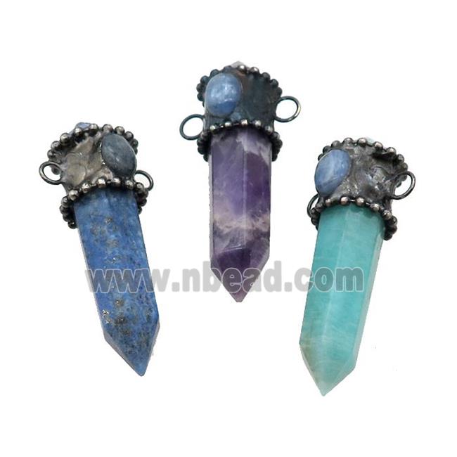 Mix Gemstone Bullet Pendant Kyanite 2loops