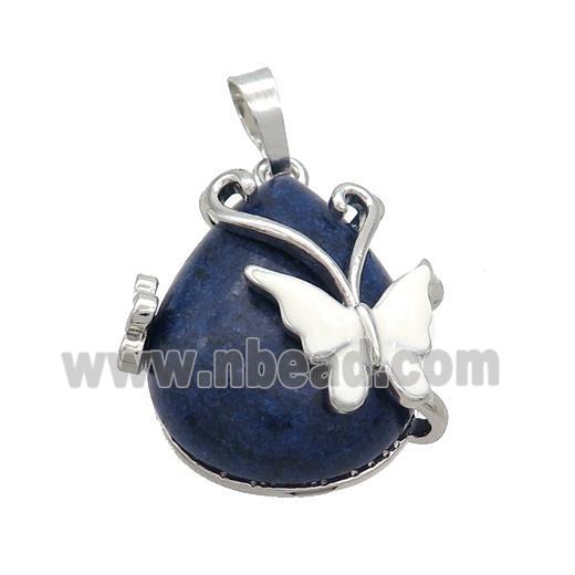 Blue Lapis Lazuli Teardrop Pendant Alloy Platinum Plated