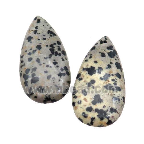 Natural Black Dalmatian Jasper Teardrop Pendant