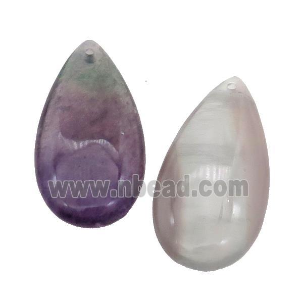 Natural Fluorite Teardrop Pendant Multicolor