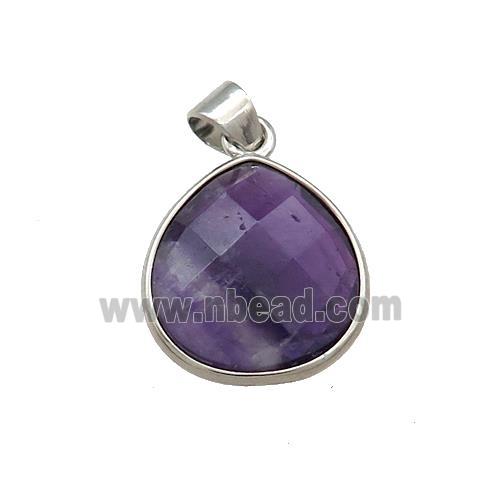 Natural Fluorite Teardrop Pendant Platinum Plated