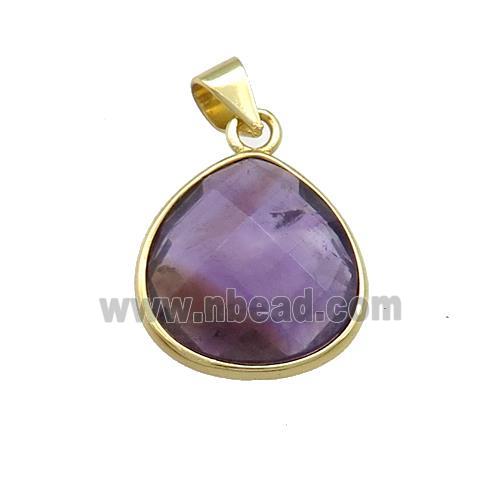 Natural Fluorite Teardrop Pendant Gold Plated