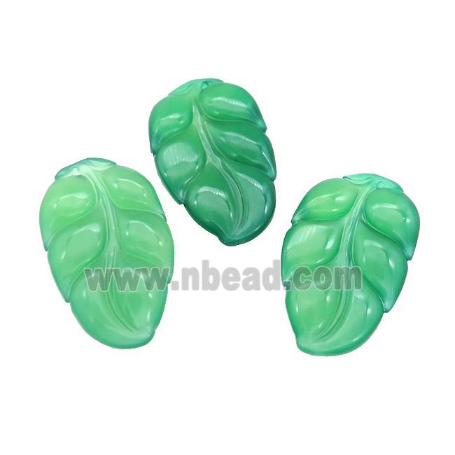 Natural Agate Leaf Pendant Green Dye Carved