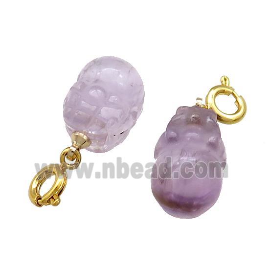 Natural Amethyst Pixiu Pendant Purple Carved