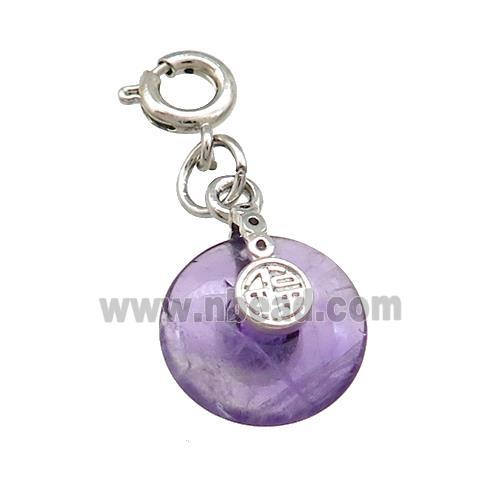 Natural Amethyst Donut Pendant Purple