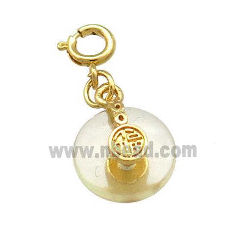 Natural Clear Quartz Donut Pendant Gold Plated Clasp