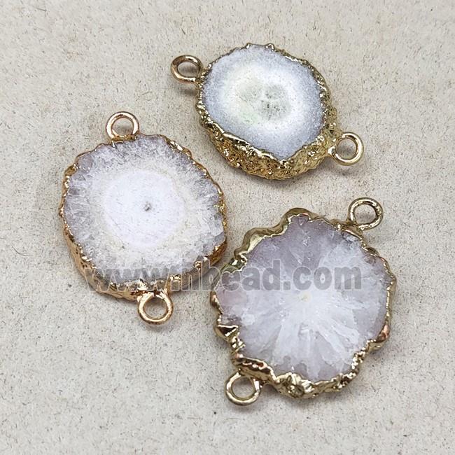 Solar Quartz Slice Connector White Gold Plated