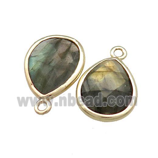 Natural Labradorite Teardrop Pendant Gold Plated