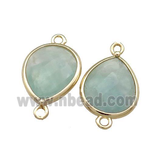 Green Quartz Teardrop Connector Gold Plated