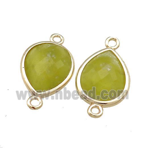 Lemon Jade Teardrop Connector Gold Plated