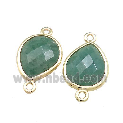 Green Aventurine Teardrop Connector Gold Plated