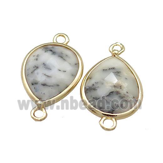 Moss Opal Teardrop Connector Gold Plated