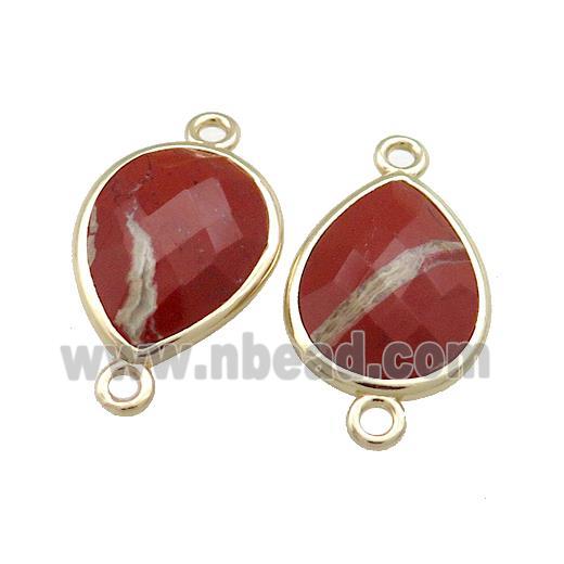 Red Jasper Teardrop Connector Gold Plated