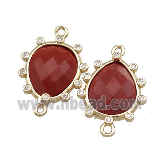 Red Jasper Teardrop Connector Gold Plated