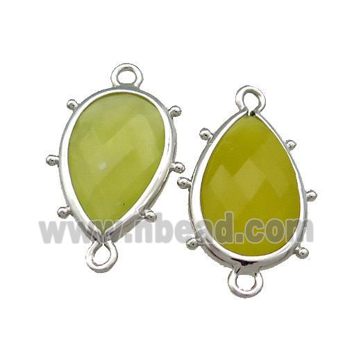 Lemon Jade Teardrop Connector Platinum Plated