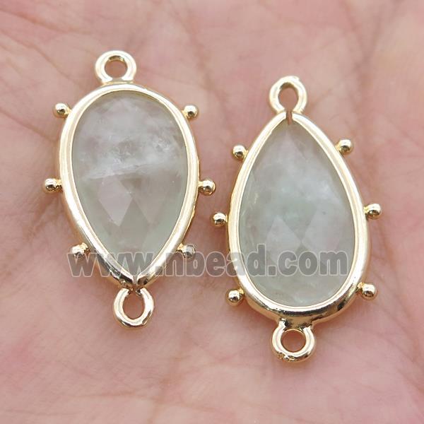 Green Quartz Teardrop Connector Gold Plated