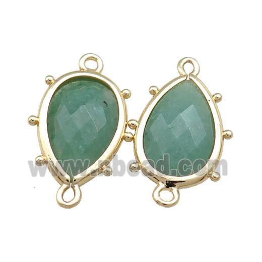 Green Aventurine Teardrop Connector Gold Plated