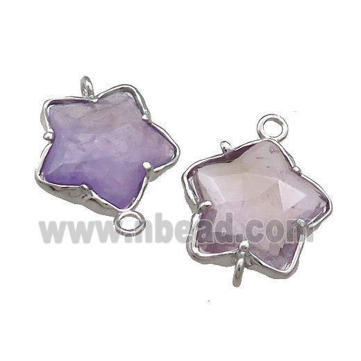 Amethyst Flower Connector Lt.purple Platinum Plated