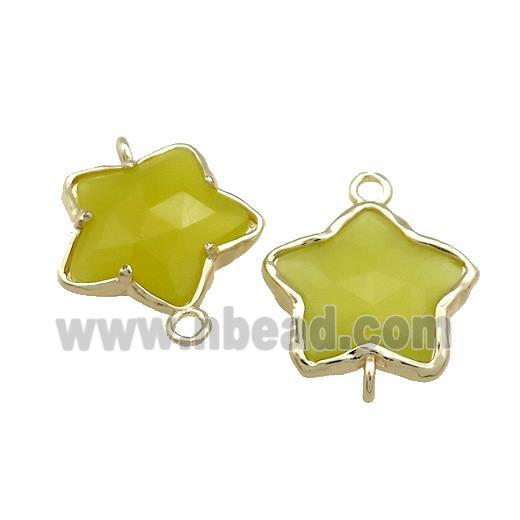 Lemon Jade Flower Connector Gold Plated