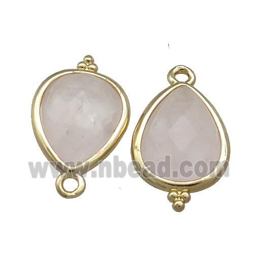 Pink Rose Quartz Teardrop Pendant Gold Plated