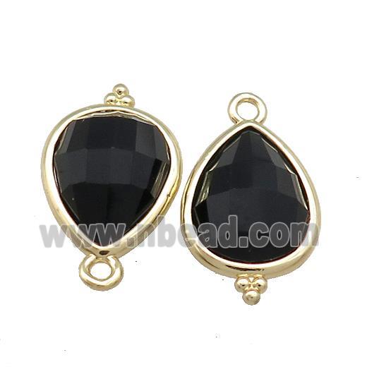 Black Onyx Agate Teardrop Pendant Gold Plated