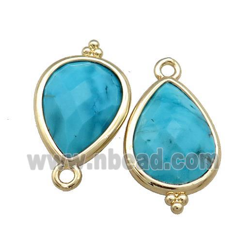 Blue Howlite Teardrop Pendant Dye Gold Plated