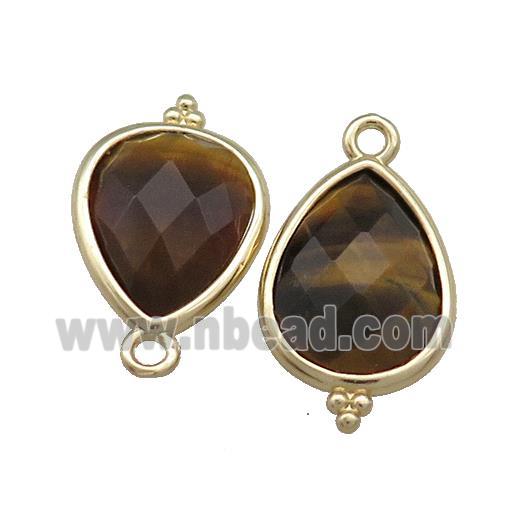 Tiger Eye Stone Jade Teardrop Pendant Dye Gold Plated