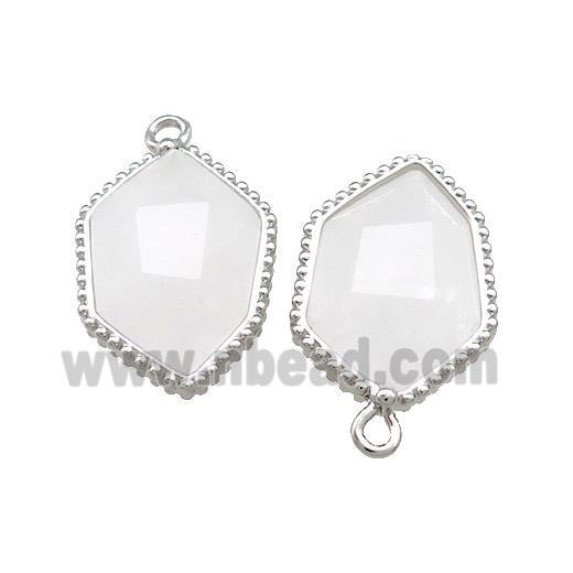 Natural Clear Quartz Prism Pendant Platinum Plated