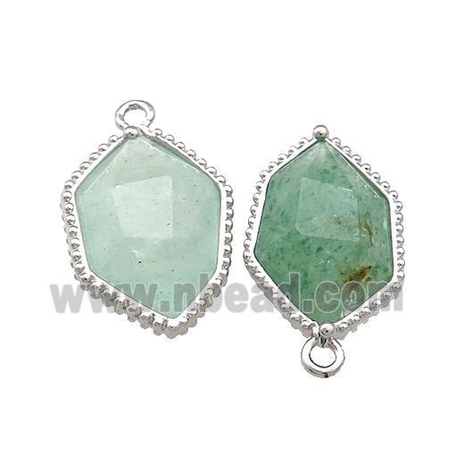 Green Strawberry Quartz Prism Pendant Platinum Plated