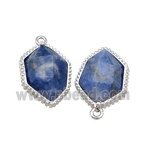 Natural Blue Lapis Lazuli Prism Pendant Platinum Plated