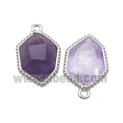 Purple Amethyst Prism Pendant Platinum Plated