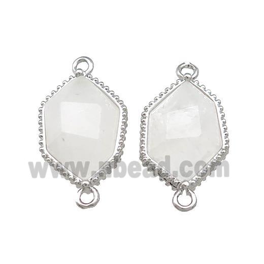 Clear Quartz Prism Connector Platinum Plated