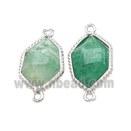 Green Strawberry Quartz Prism Connector Platinum Plated