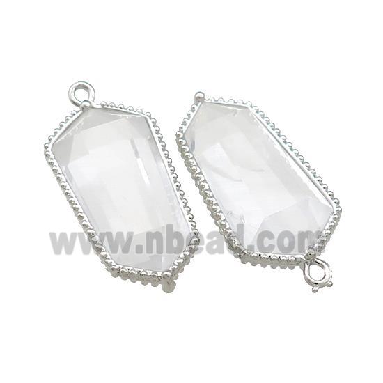 Clear Quartz Prism Pendant Platinum Plated