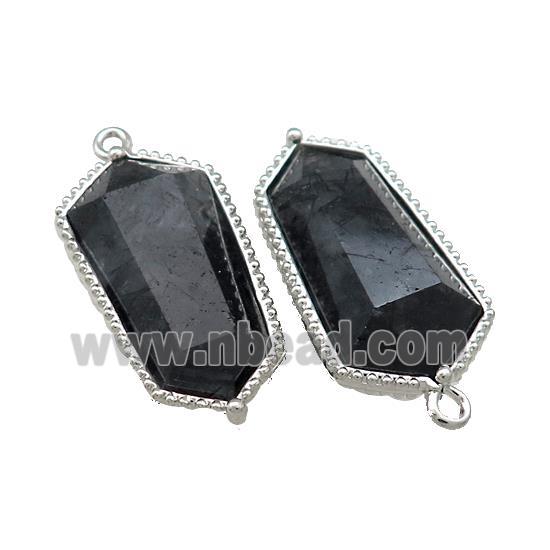 Black Rutilated Quartz Prism Pendant Platinum Plated