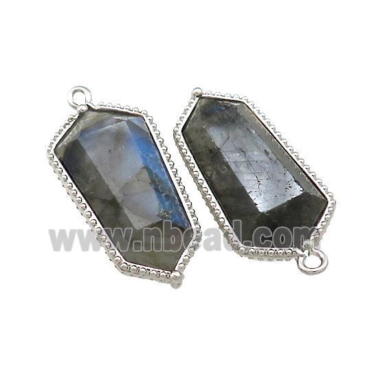 Labradorite Prism Pendant Platinum Plated