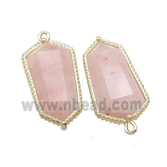 Pink Rose Quartz Prism Pendant Gold Plated